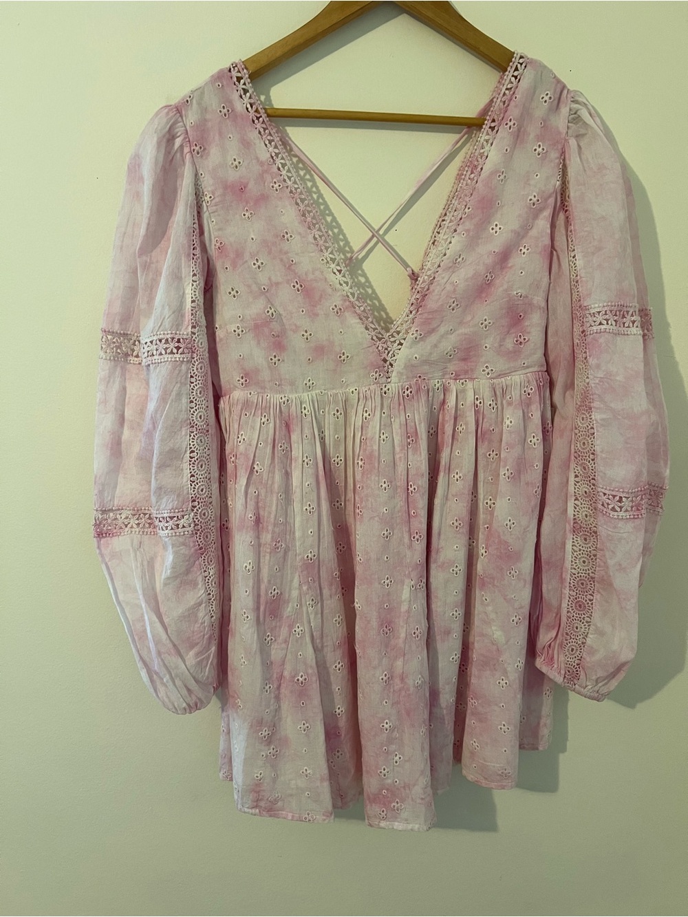 NWT Tularosa Pink Eyelet Lace Babydoll Dress